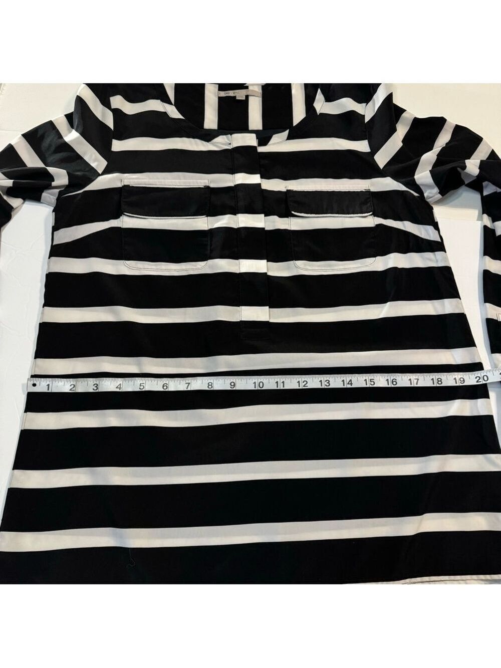 Gap Black and White Striped Top with Chest Pockets Small - Picture 8 of 10
